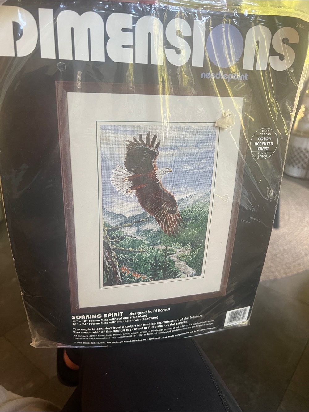 1995 DIMENSIONS VINTAGE Soaring Spirit Eagle Needlepoint Brown/White/Blue